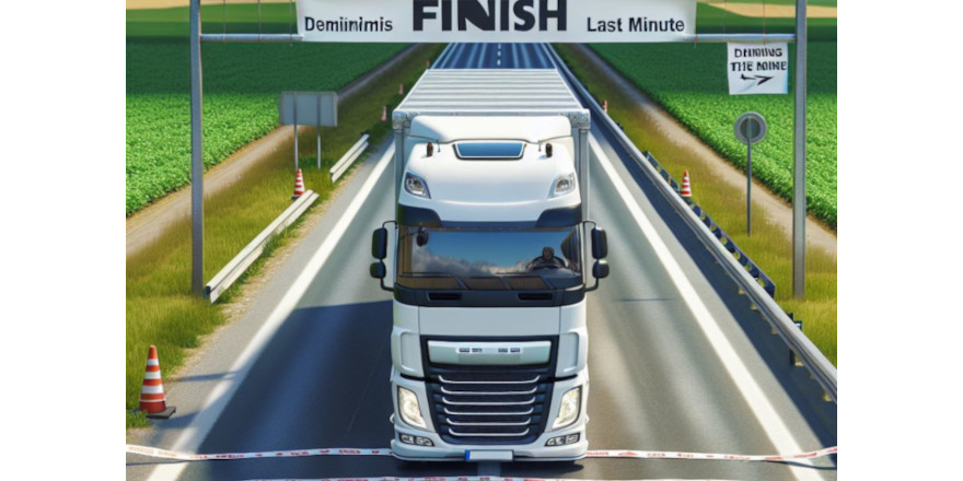 LKW fährt in Ziellinie ein